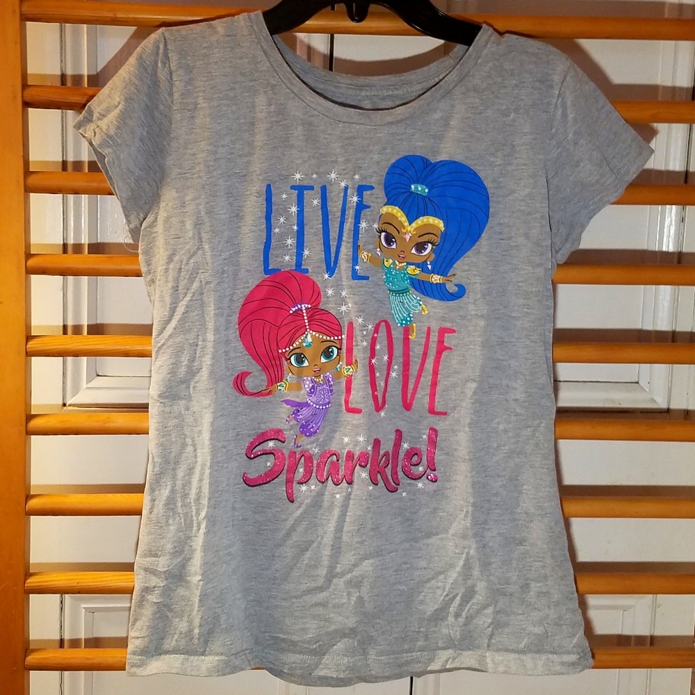 Shimmer & Shine Tee 14 16 XL Top Gray Genies SS